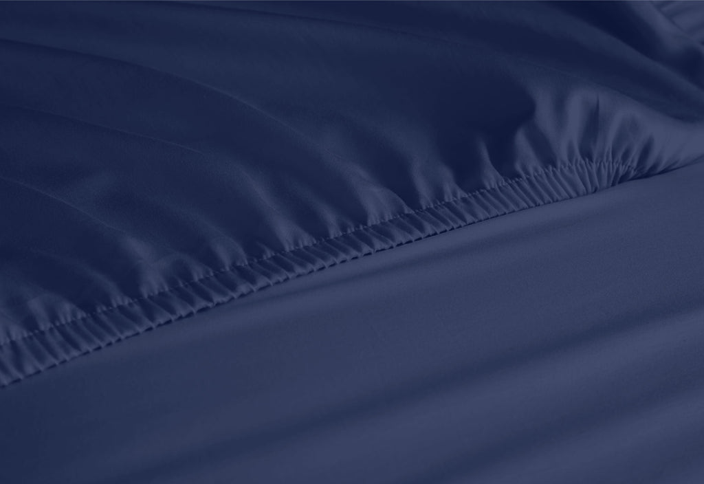 Breathable Luxury Queen Bed Sheets Set, 6 Pc Microfiber Bed Sheets, Extra Deep Pocket Queen Fitted Sheet, Flat Sheet & Pillowcases, Nav... - Luxury Bed Sheet Set with Deep Pockets Detail