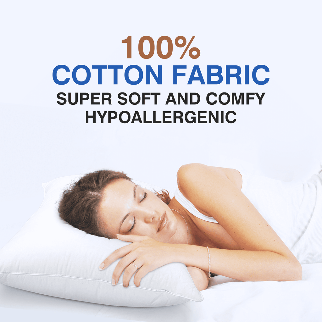Ergonomic Memory Foam Goose Feather and Down Pillows Queen Size Set of 2 Luxury Hotel Bed Pillows with Cotton Cover - Hotel Quality Plush Sleeping Pillows Detail