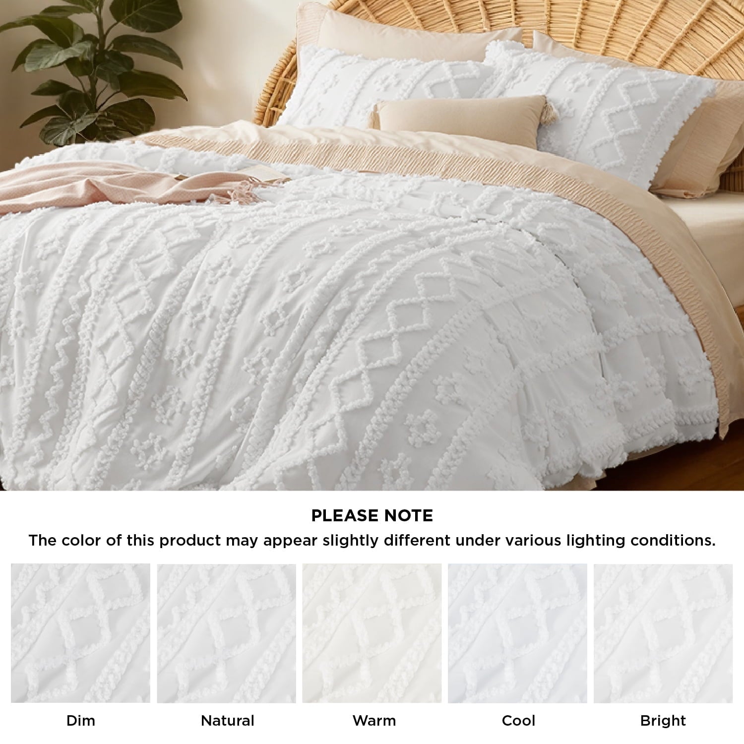 Luxurious Quilted Tufted Boho Comforter Set, 2 Pieces Farmhouse Shabby Chic Embroidery Bed Set, Soft Jacquard Comforter for All Seasons... - Cloud-Like Soft Lightweight Bed Comforter Detail