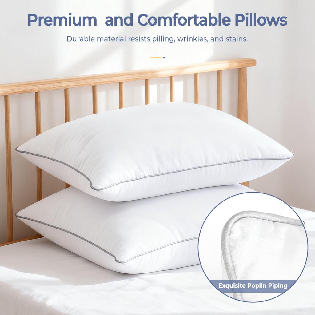 Orthopedic Support Pillows Queen Size Set of 2, Bed Pillows for Side and Back Sleepers, Soft Down Alternative Pillows, Hotel Quality and... - Hotel Quality Plush Sleeping Pillows Detail