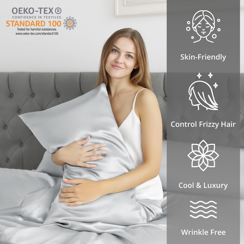 Premium Egyptian Cotton Lux Decor Luxury Satin Sheets King Size - 4 Piece Cooling Bed Sheet Set, Silky Soft & Smooth, Deep Pockets up to 15",... - Breathable Egyptian Cotton Flat & Fitted Sheets Detail