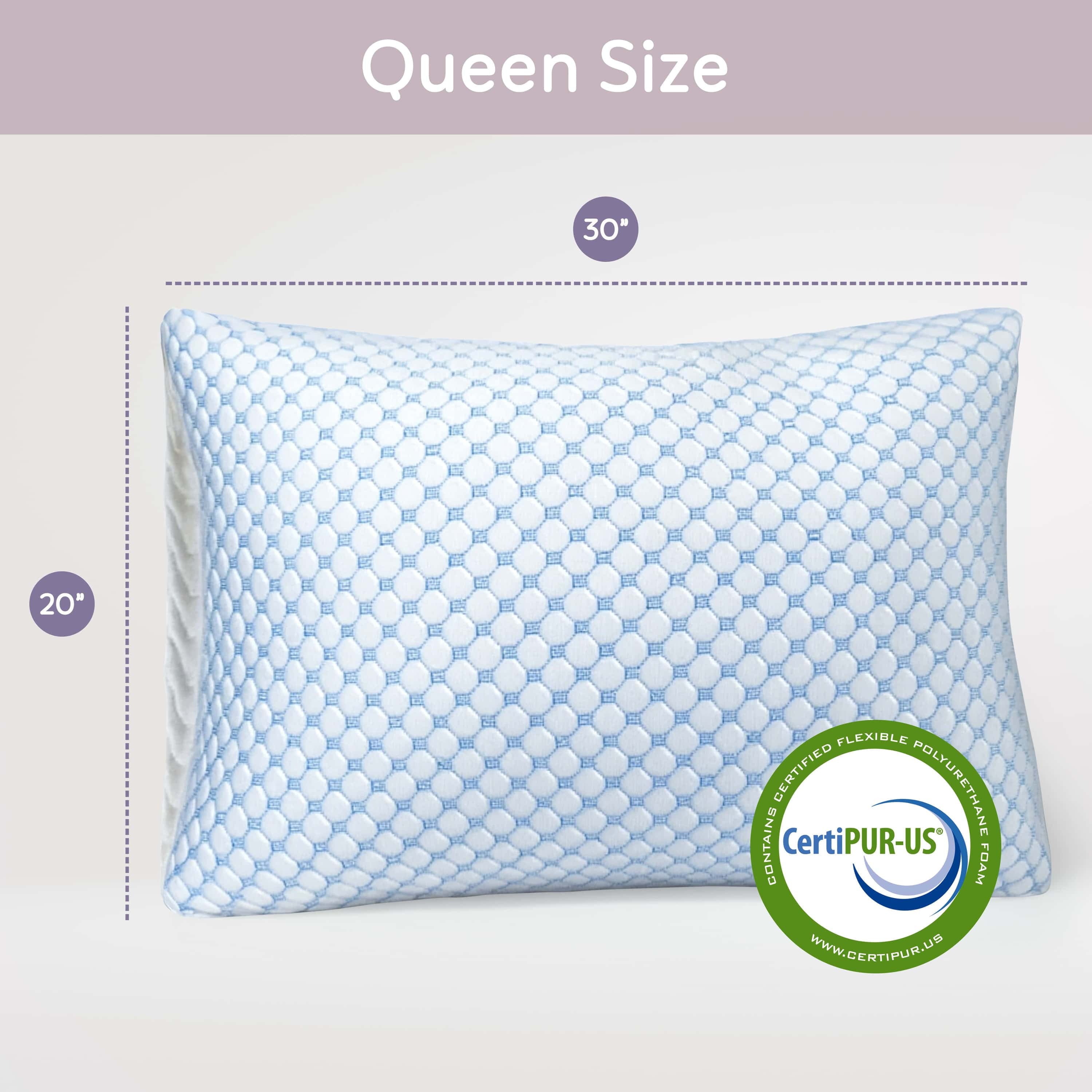 Hotel Collection Cooling Pillows for Bed, Memory Foam Bed Pillow, Queen Pillows 20” X 28”, 2 Pack - Orthopedic Shredded Foam Bed Pillow Set Detail