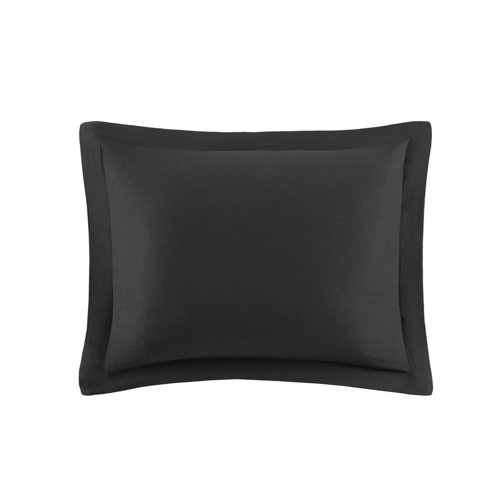 Hypoallergenic Cloud All in One Down Alt Reversible Comforter and Sheet set- 5 Piece, Twin, Black - Luxurious Quilted Duvet Cover Set Detail