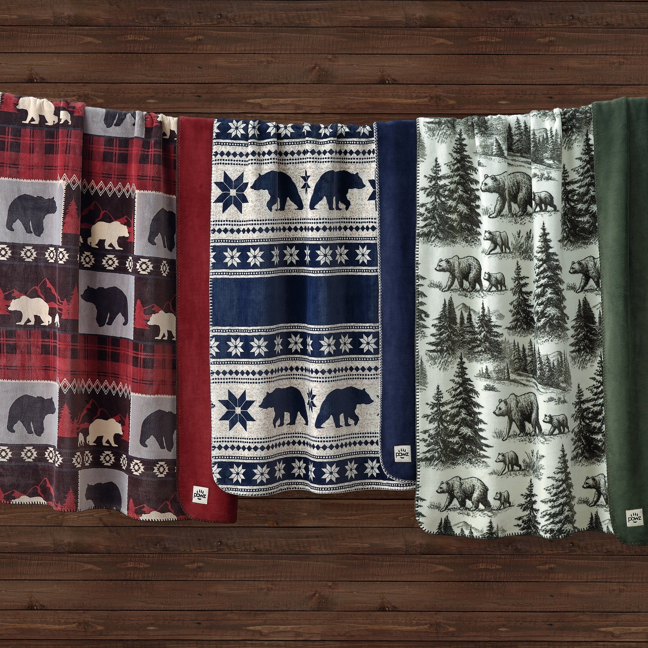 Reversible Sherpa Plush Oversized Throw Blanket for Couch or Bed, Soft Flannel Fleece, Green Pine Trees, 50"x72" - Super Soft Reversible Sherpa Flannel Blanket Detail