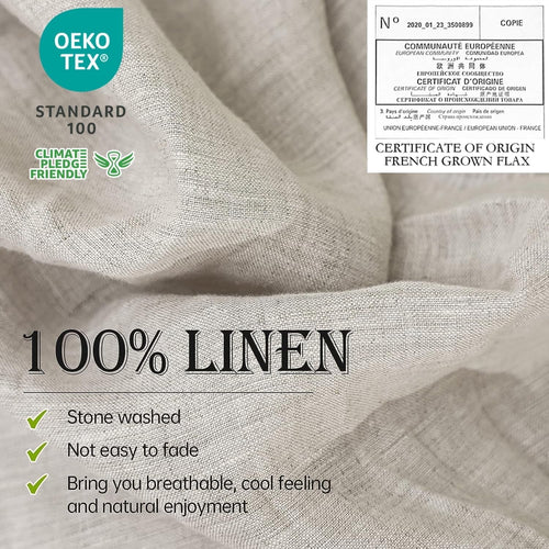 Breathable Luxury 100% Linen Sheet Set Solid Color-4 Pcs Washed French Linen Bed Sheets(1 Flat Sheet,1 Fitted Sheet,2 Pillowcases)-Brea... - Breathable Egyptian Cotton Flat & Fitted Sheets Detail
