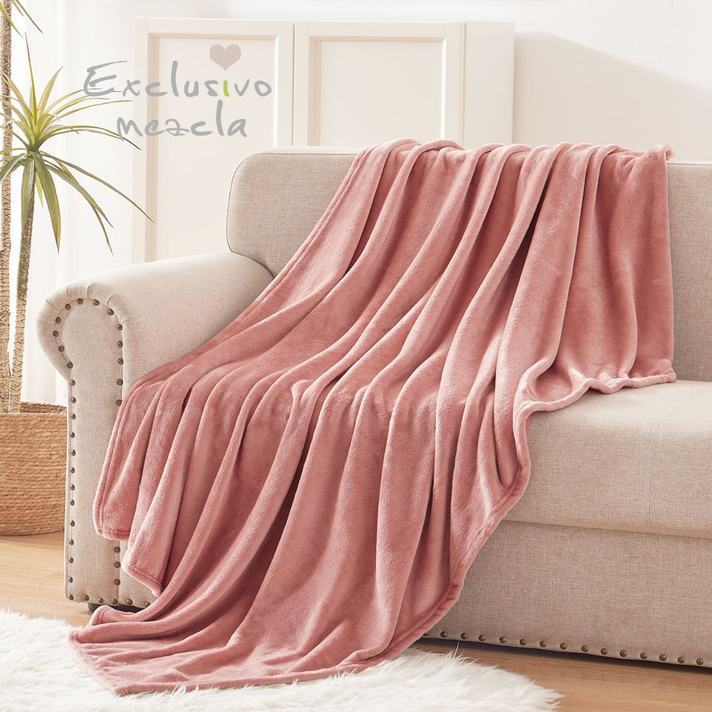 Super Soft Flannel Large Flannel Fleece Velvet Plush Throw Blanket - 50" x 70" (Pink) - Lightweight Plush Warm Blanket for All Seasons Detail
