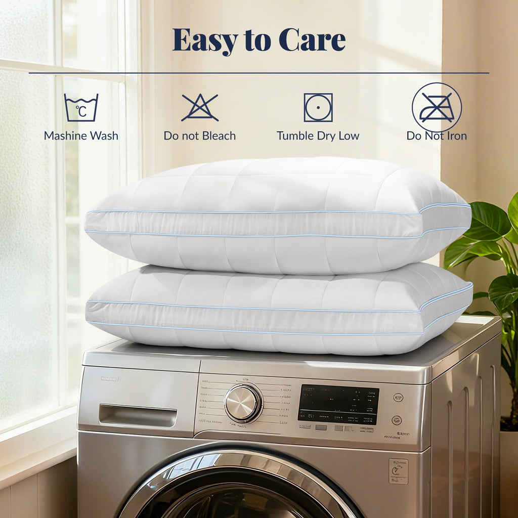 Decorative Plump Cooling Adjustable Pillow, Luxury Queen Size Bed Pillows Hotel Collection - Soft Firm Pillows for bed - Decorative Throw Pillow Cushion for Sofa & Bed Detail