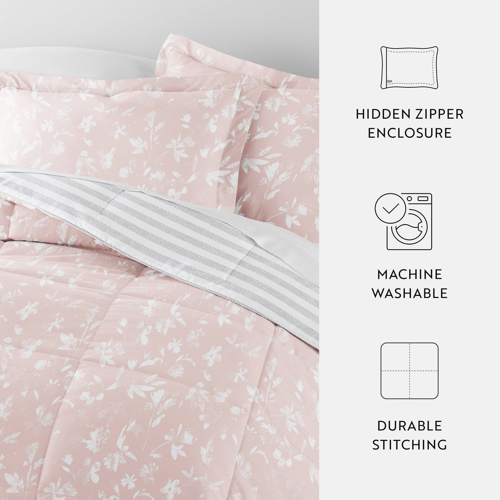 Luxurious Quilted All Season Ultra Soft Comforter Set Lightweight Bedding in Pressed Flowers for Full/Queen Size - Hypoallergenic Ultra-Fluffy Quilt for Winter Detail