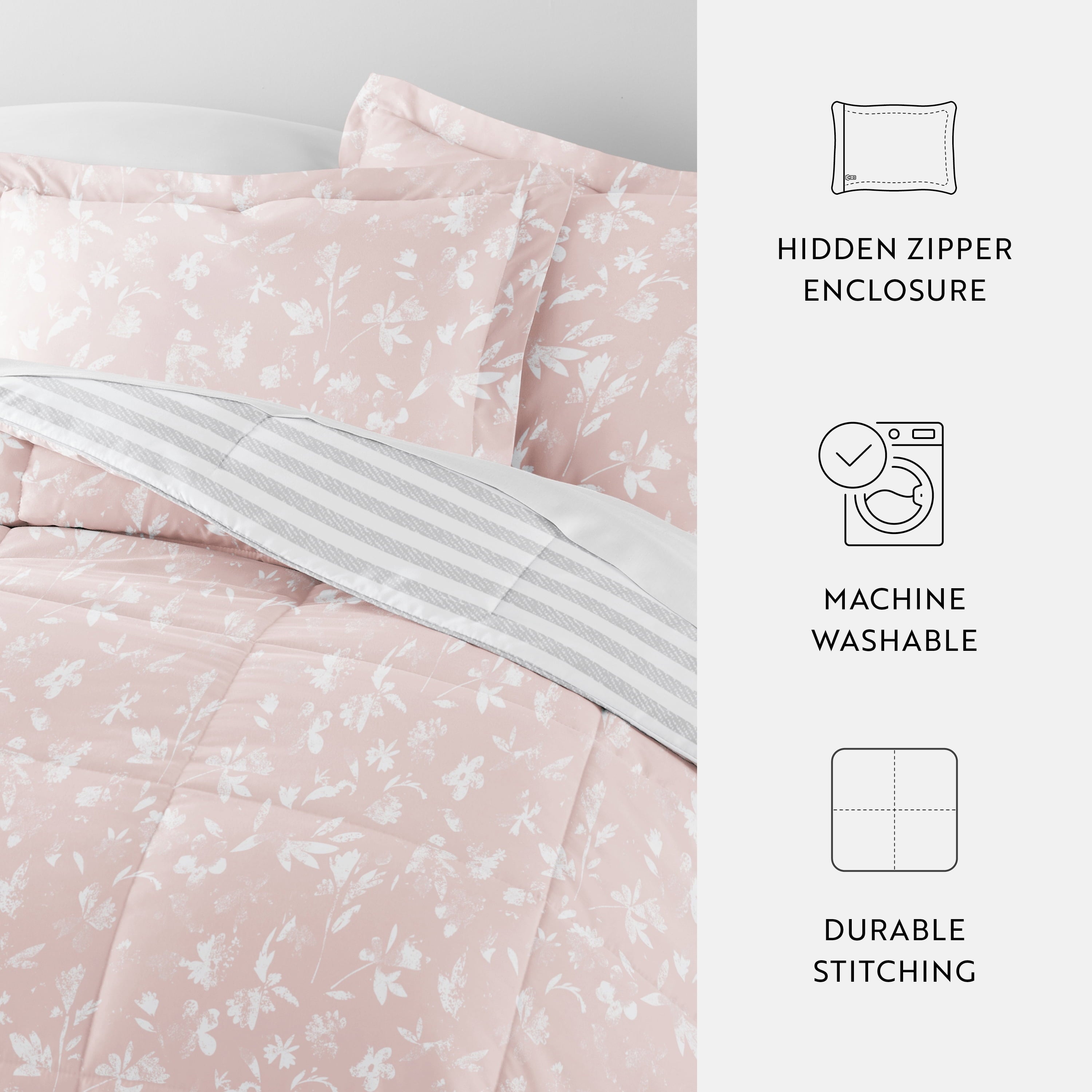 Luxurious Quilted All Season Ultra Soft Comforter Set Lightweight Bedding in Pressed Flowers for Full/Queen Size - Hypoallergenic Ultra-Fluffy Quilt for Winter Detail