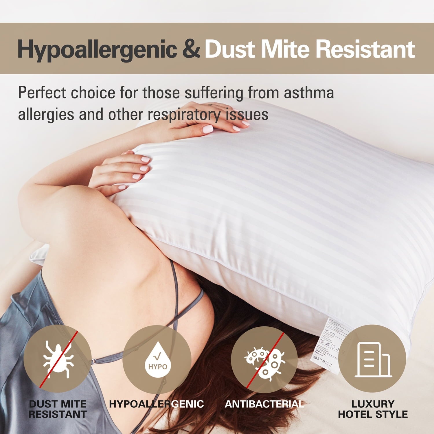 Hotel Collection Pillow for Bed Standard Size Set of 2 ,Down Alternative Pillows for Sleeping 20x26inch, Luxury Hotel Pillow for Back,... - Orthopedic Shredded Foam Bed Pillow Set Detail