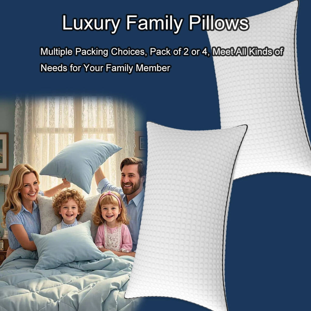Ergonomic Memory Foam Pillows King Size Set of 2, Hotel Quality, Down Alternative Gusseted Bed Pillows for Side, Back, or Stomach Sleepers,... - Hotel Quality Plush Sleeping Pillows Detail