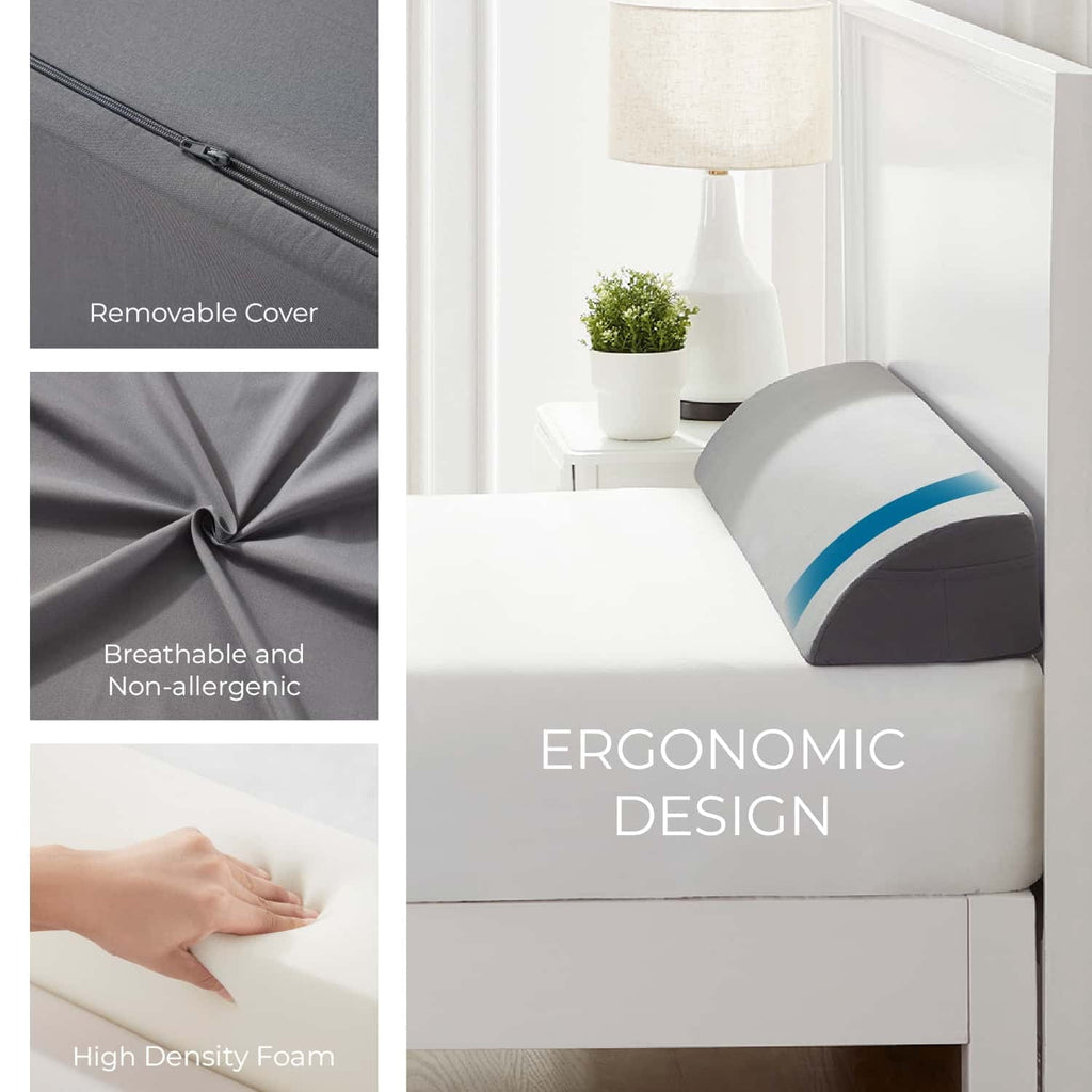Hotel Collection Bed Wedge Pillow for Headboard, Mattress Gap Filler Headboard Pillow, Queen Size - Orthopedic Shredded Foam Bed Pillow Set Detail
