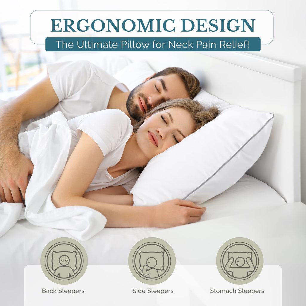 Orthopedic Support Pillows Standard Size Set of 2 – Standard Pillow, Cooling Comfort, Breathable, Easy Care Machine Washable, Perfect fo... - Orthopedic Shredded Foam Bed Pillow Set Detail