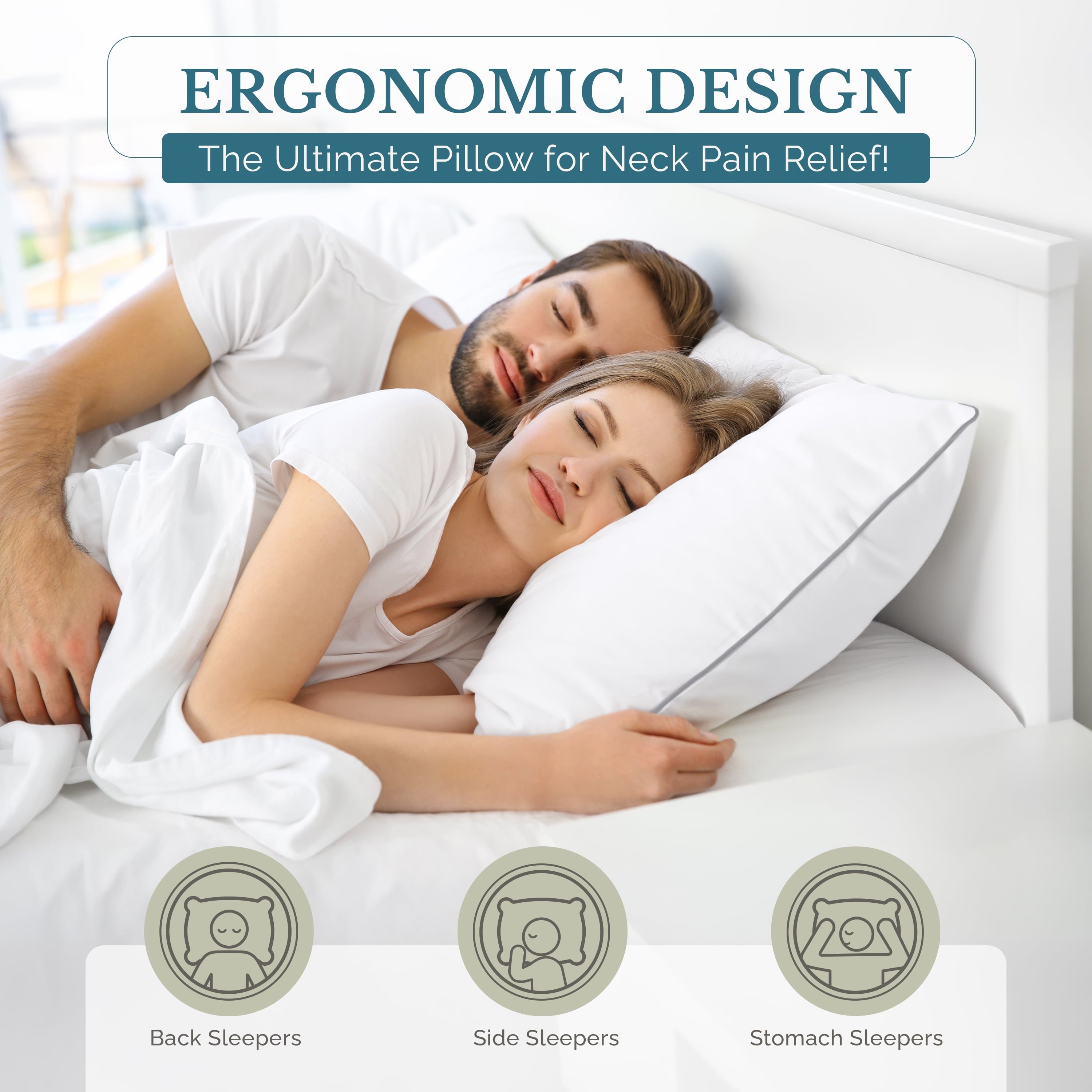Orthopedic Support Pillows Standard Size Set of 2 – Standard Pillow, Cooling Comfort, Breathable, Easy Care Machine Washable, Perfect fo... - Orthopedic Shredded Foam Bed Pillow Set Detail