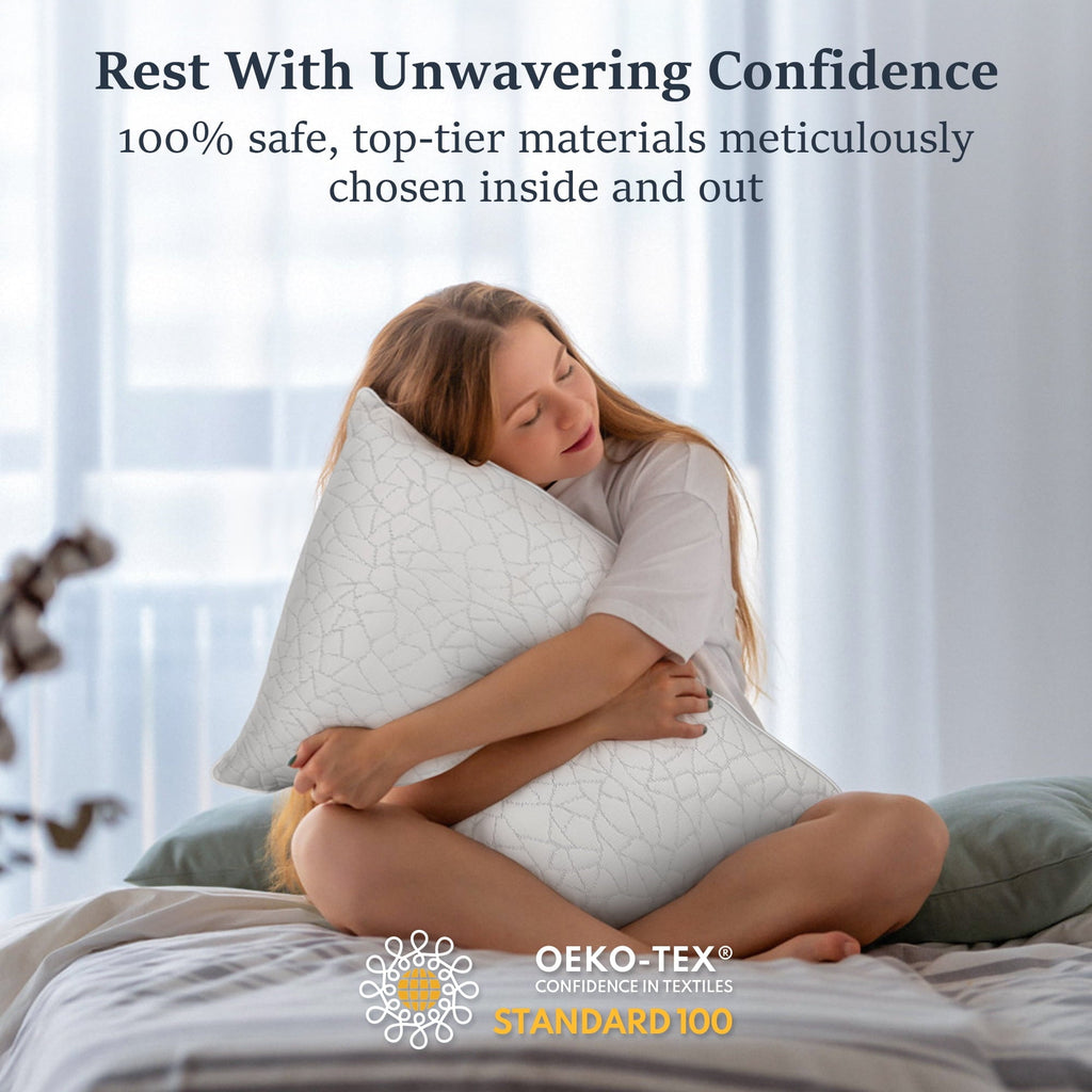 Orthopedic Support Queen Size Bed Pillows 1-Pack,2.2lb High Quality Down Alternative Filled,3D Breathable Cover,Hotel Collection Pillows... - Decorative Throw Pillow Cushion for Sofa & Bed Detail