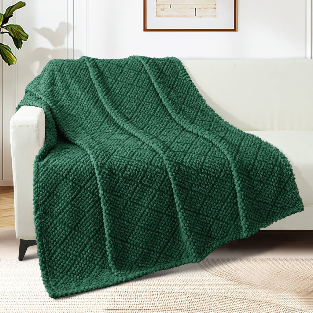Super Soft Flannel Fuzzy Fleece Throw Blanket for Couch, Bed, Soft Fluffy Jacquard Waffle Blankets for All Season, Lightweight and Warm,... - Lightweight Plush Warm Blanket for All Seasons Detail