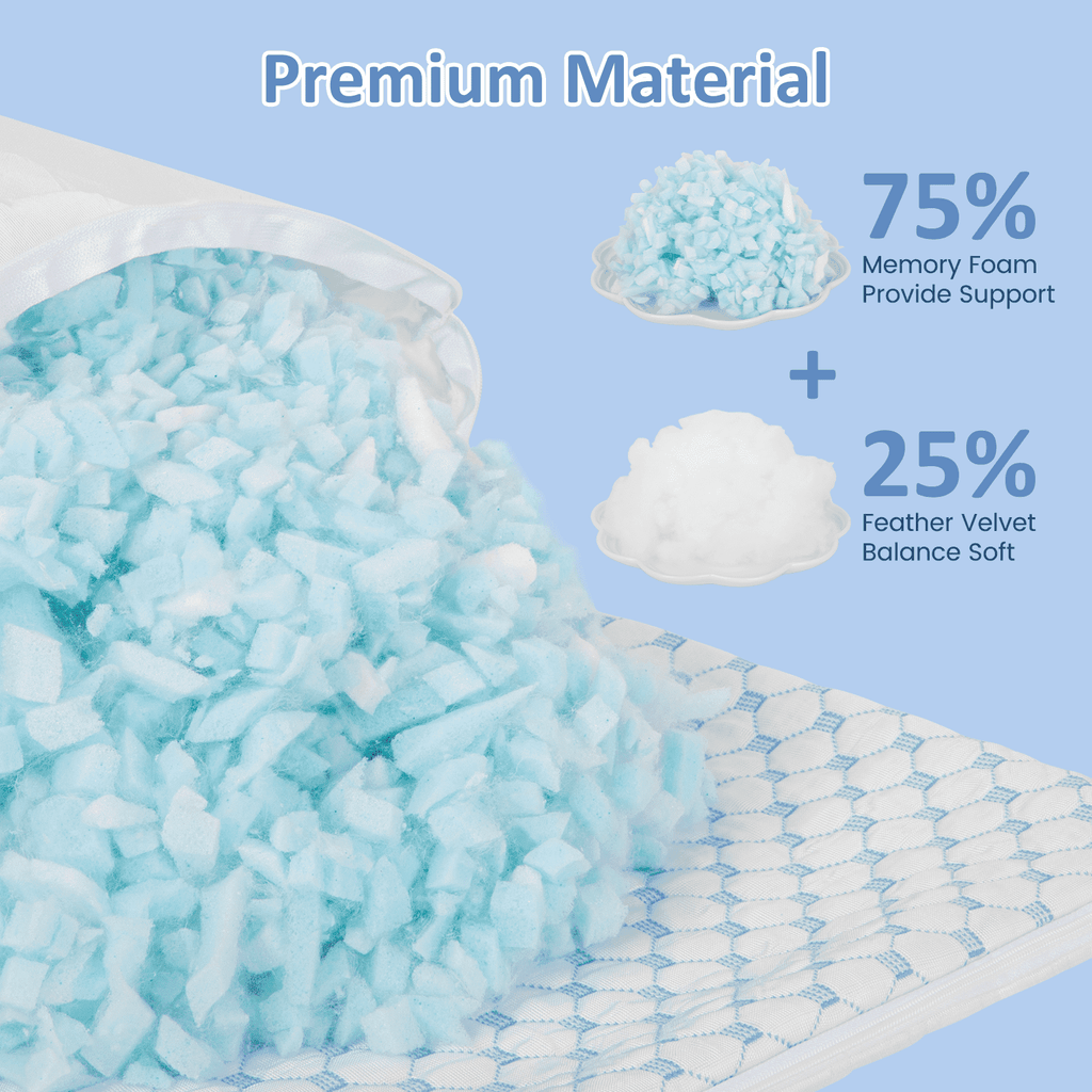 Fluffy Shredded 2 Pack Cooling Pillow for Sleeping, Memory Foam Pillows Cool Bed Pillows Hotel Reversible Pillow with Washable Remova... - Ergonomic Memory Foam Pillow for Neck Pain Support Detail