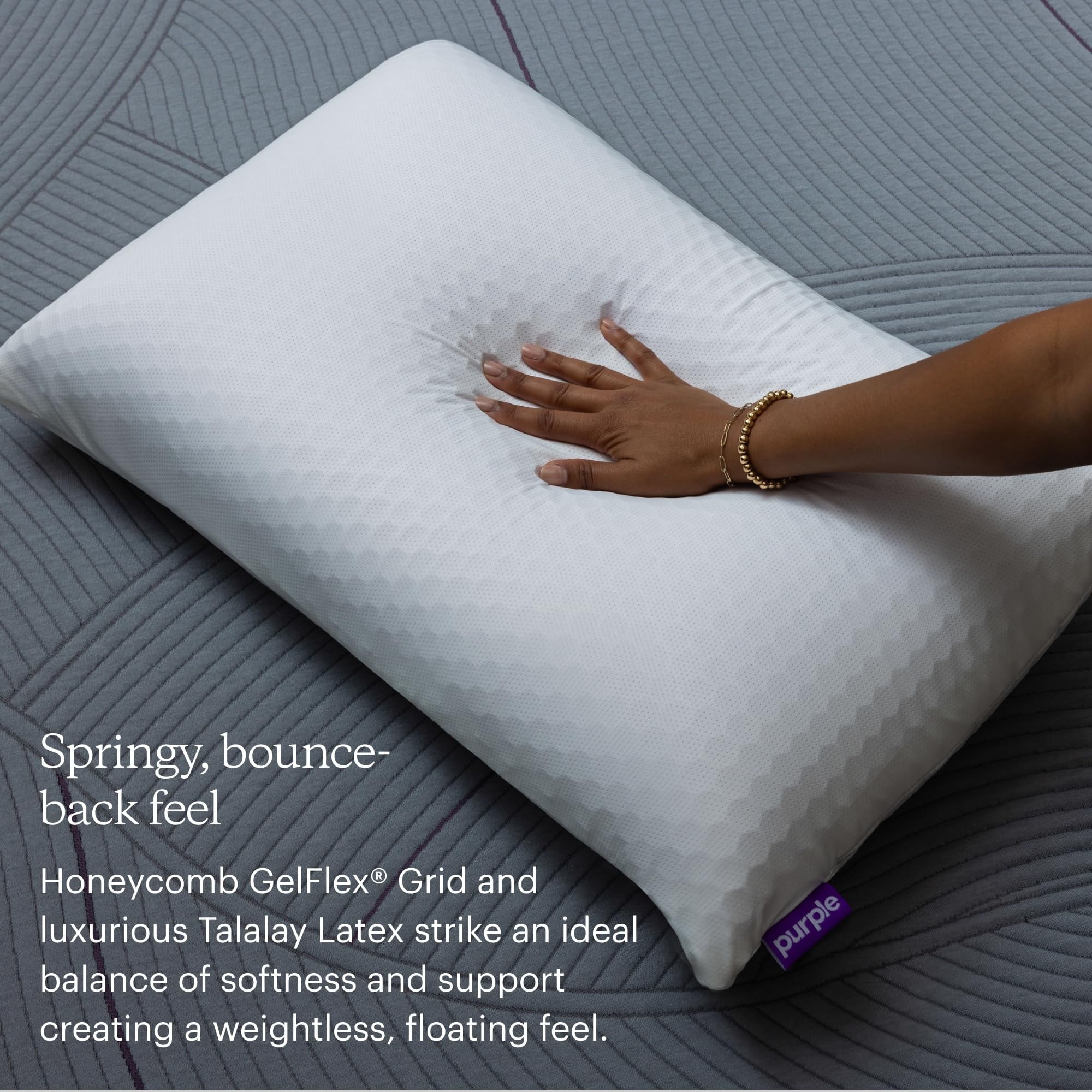 Decorative Plump Harmony Pillow Standard, Tall - 360º Grid Hex Technology, Hypoallergenic - Hotel Quality Plush Sleeping Pillows Detail