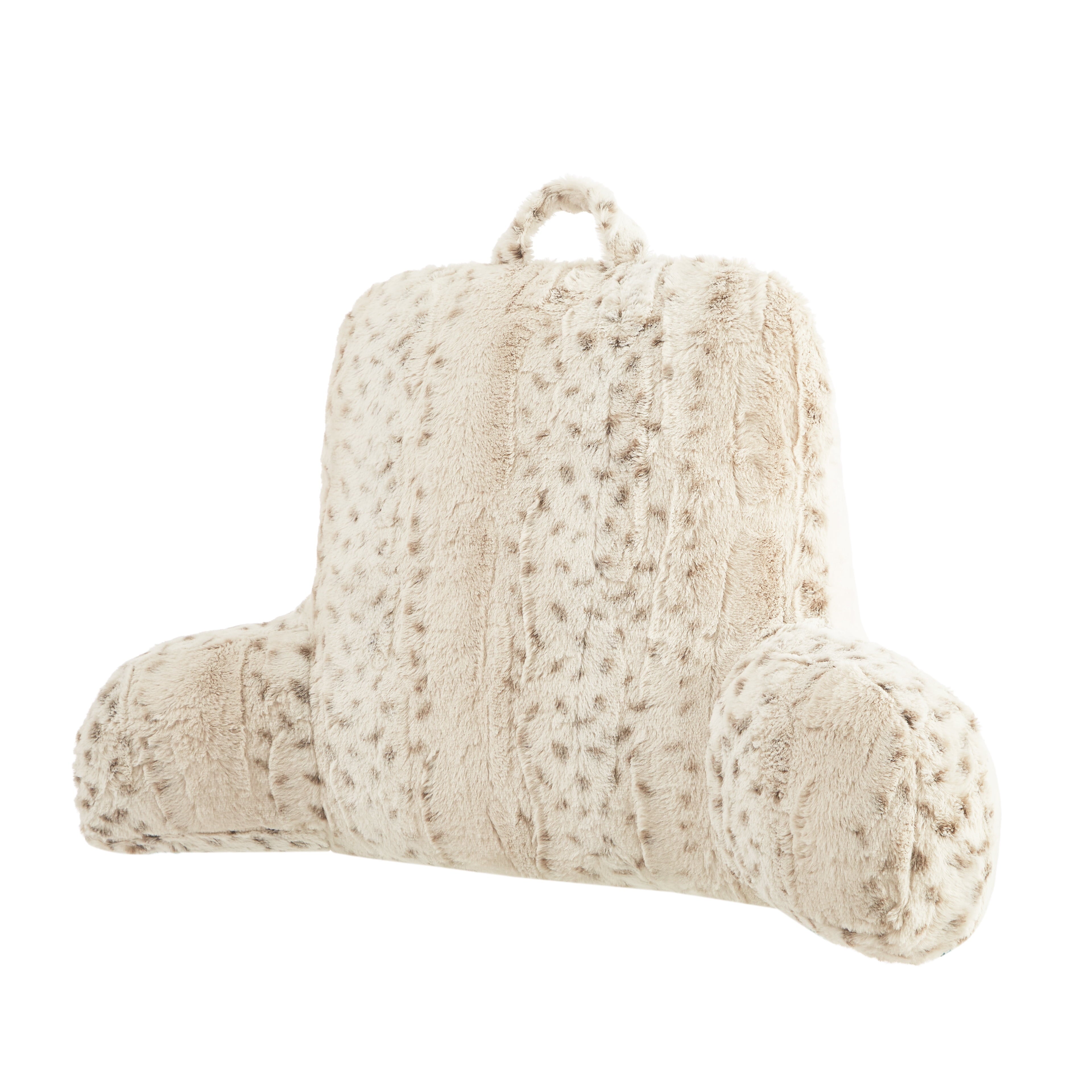 Decorative Plump Faux Fur Backrest Pillow for Adults, 23"x 30" Snow Leopard - Ergonomic Memory Foam Pillow for Neck Pain Support Detail