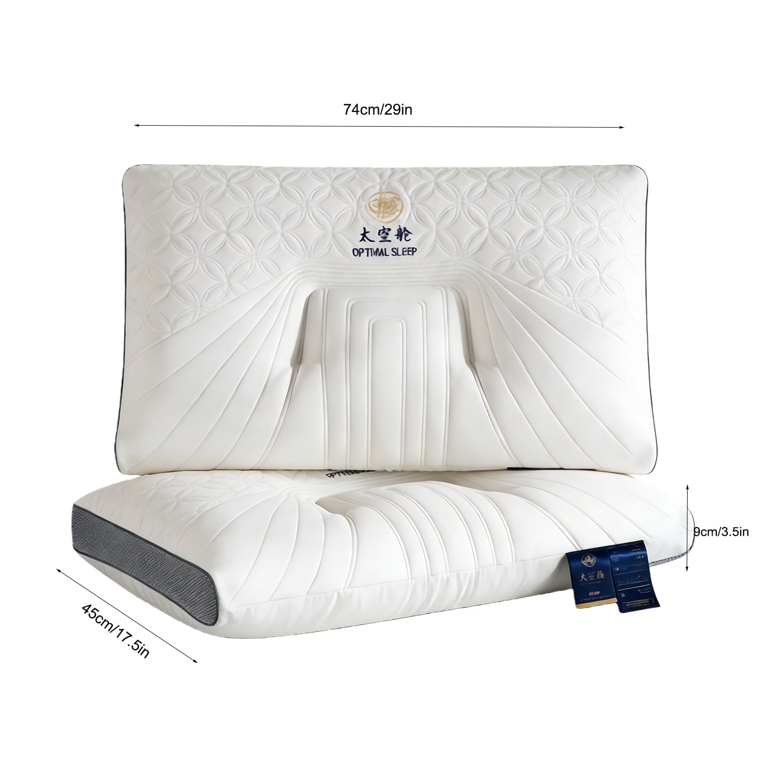 Decorative Plump 2-Pack Space Capsule Bed Pillow (29.13" x 18.9") - Plush and Supportive - Decorative Throw Pillow Cushion for Sofa & Bed Detail