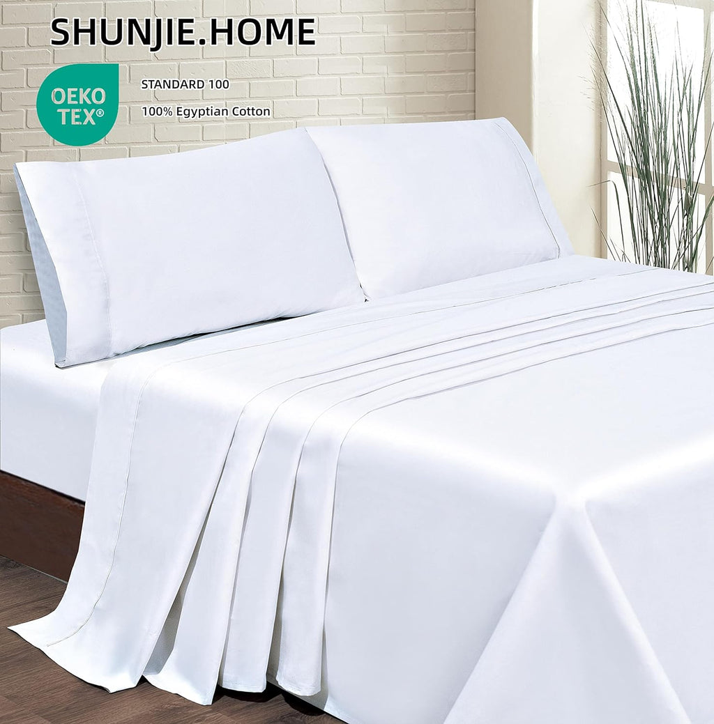 Breathable Luxury Bed Sheets Set 4 Pieces, 600 TC 100% Egyptian Cotton Bed Sheets, Breathable, Soft & Silky Sateen Weave Fits Mattress ... - Cooling Hotel Quality Bedding Sheets and Pillowcases Detail
