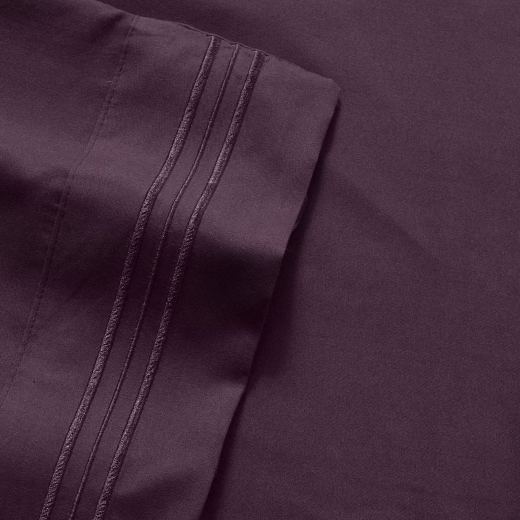 Wrinkle-Resistant 1800 Series Bed Sheets - Extra Soft Microfiber Deep Pocket Sheet Set - Purple, Full - Cooling Hotel Quality Bedding Sheets and Pillowcases Detail
