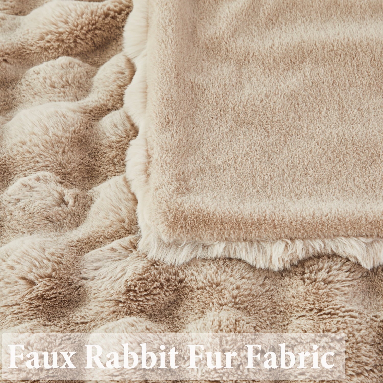 Cozy Fleece Taupe Faux Fur Bubble Blankets for Couch Chair Sofa Luxury Fluffy Thick Bubble Throw Blanket Furry Blanket Fuzzy Soft... - Cozy Fleece Throw Blanket for Couch & Bed Detail