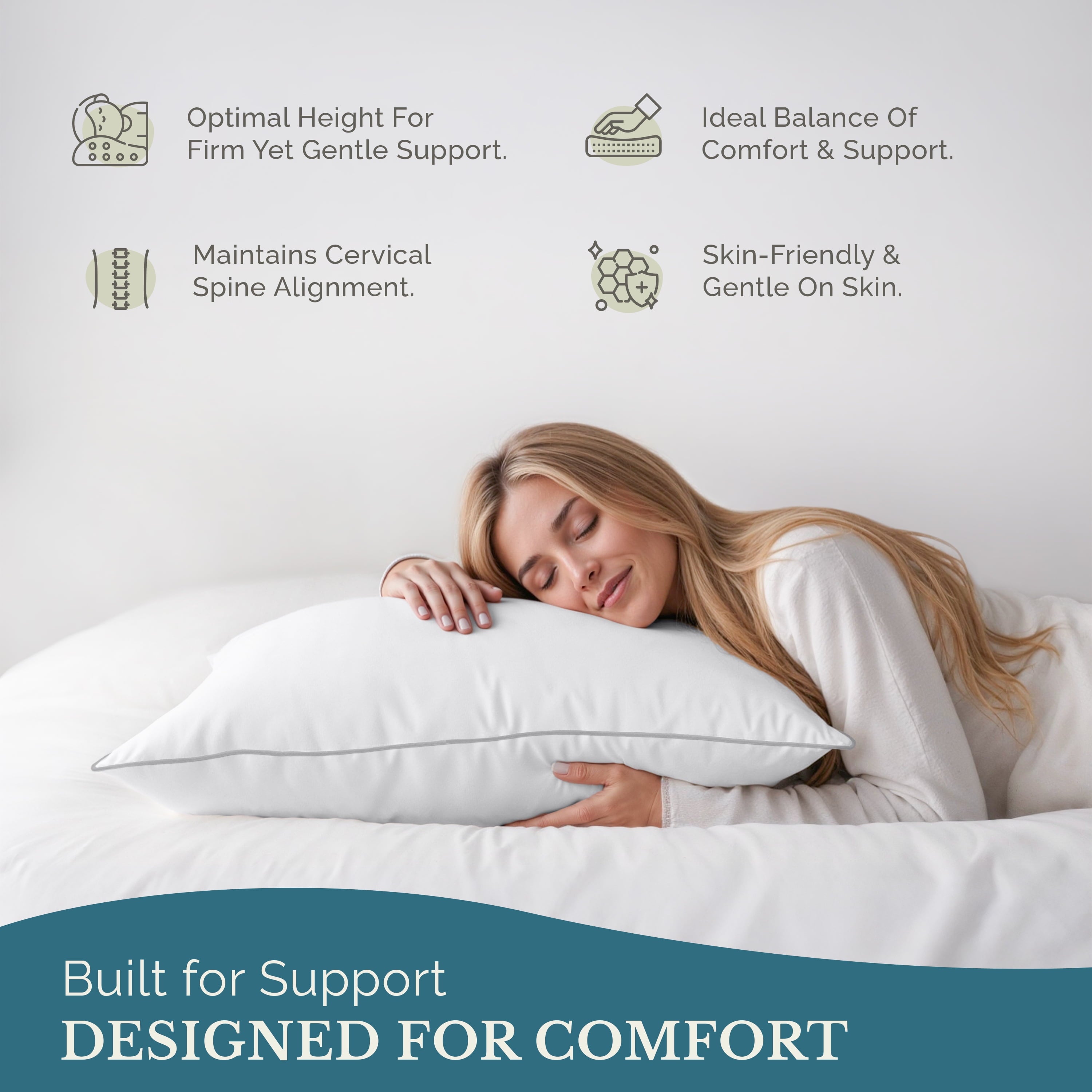 Orthopedic Support Pillows Standard Size Set of 2 – Standard Pillow, Cooling Comfort, Breathable, Easy Care Machine Washable, Perfect fo... - Orthopedic Shredded Foam Bed Pillow Set Detail