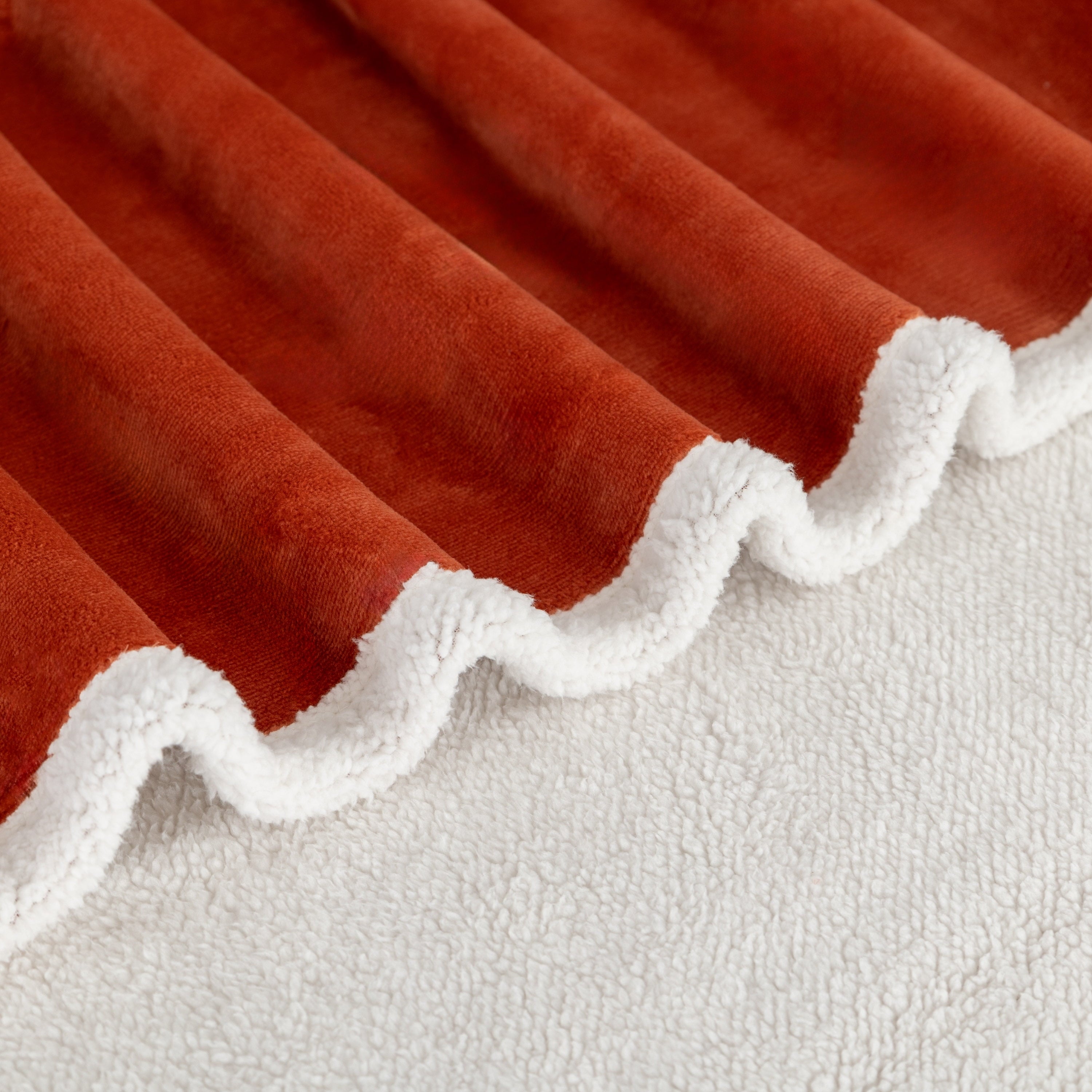 Lightweight Warm Reversible Printed Velvet Plush and Hampshire Faux Shearling Soft Throw Blanket, Standard Size, Auburn Sun - Cozy Fleece Throw Blanket for Couch & Bed Detail