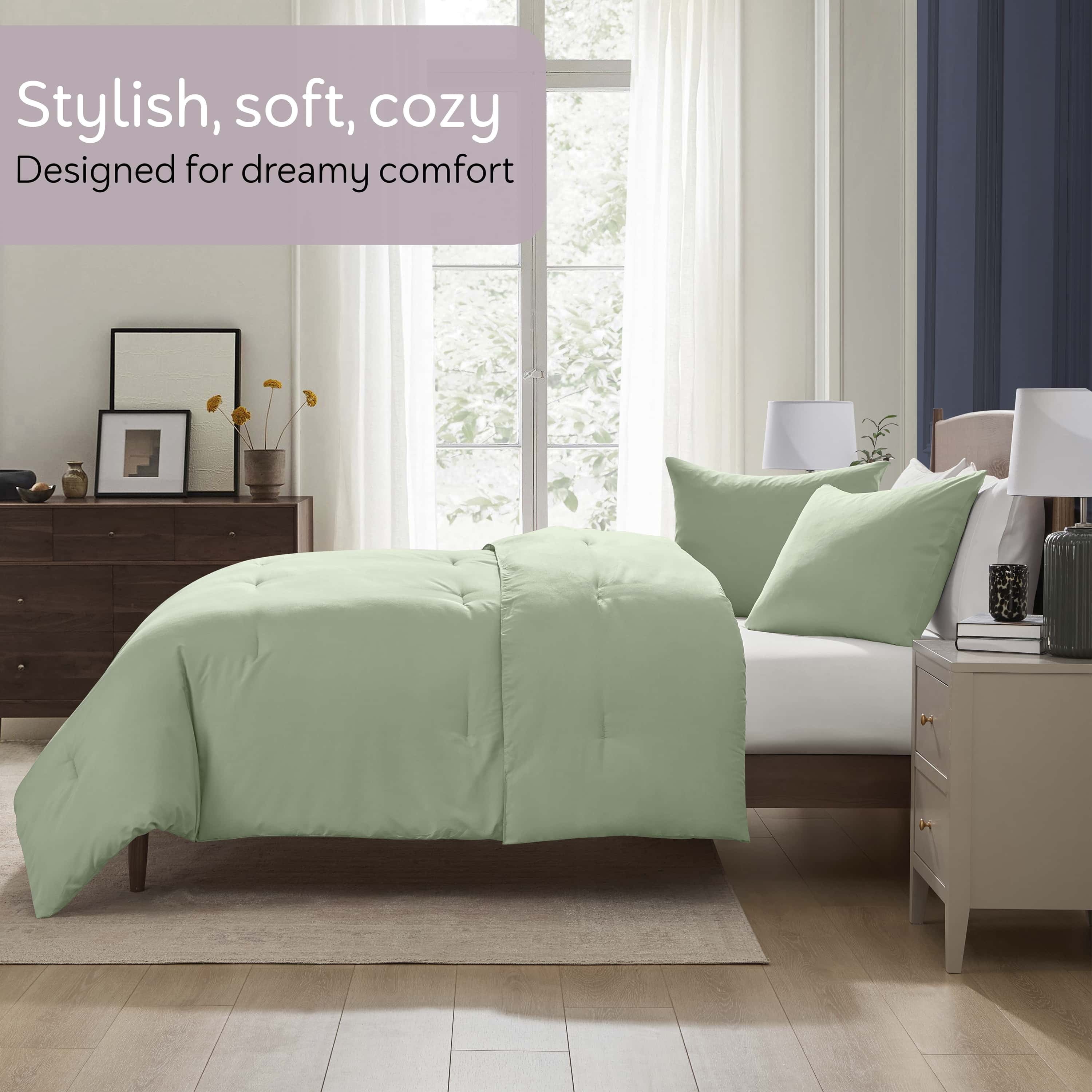 Heavyweight Warmth Comforter Sets, All Season Lightweight Solid Queen Comforter Set, 3-Pc Bedding Sets, Sage Green - Hypoallergenic Ultra-Fluffy Quilt for Winter Detail