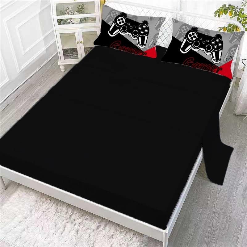 Luxurious Quilted Gaming Comforter for Kids Boys Teens Video Game Bedding Set Gamer Comforter Gamepad Comforter Set Full Size Red Black... - All-Season Down Alternative Comforter Insert Detail