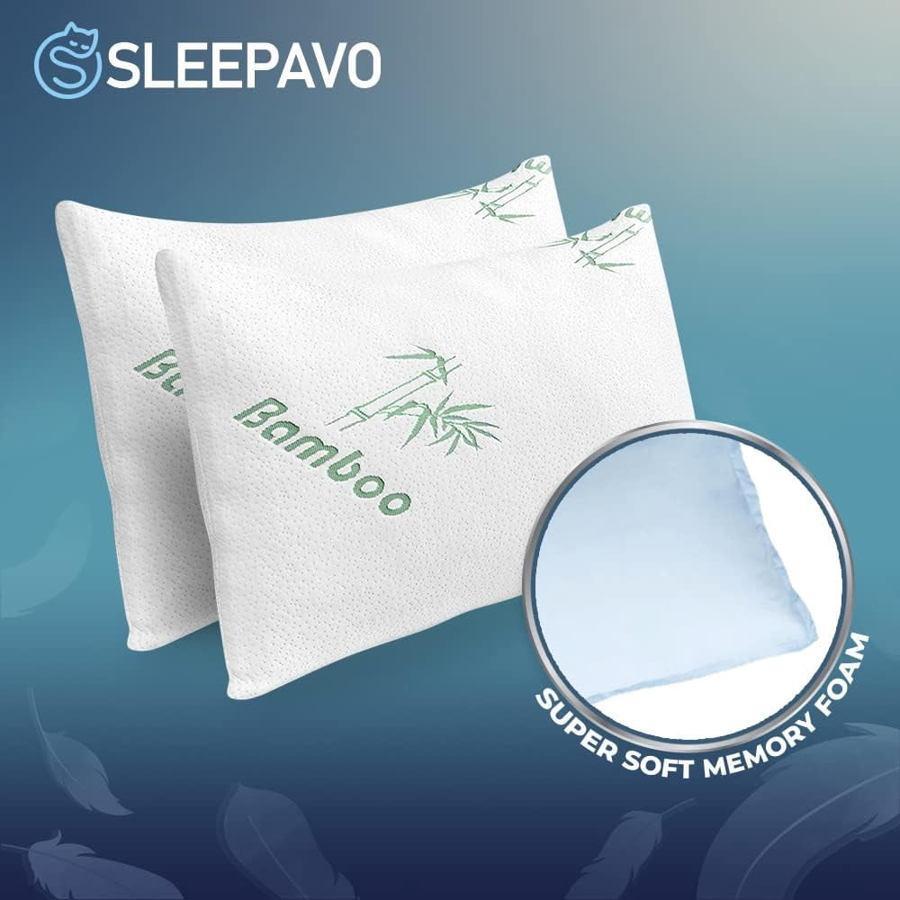 Ergonomic Memory Foam Memory Foam Pillows Queen Size Set of 2 - Cooling Bed Pillows for Sleeping - Back, Stomach, Side Sleeper Firm, Comfy ... - Hotel Quality Plush Sleeping Pillows Detail