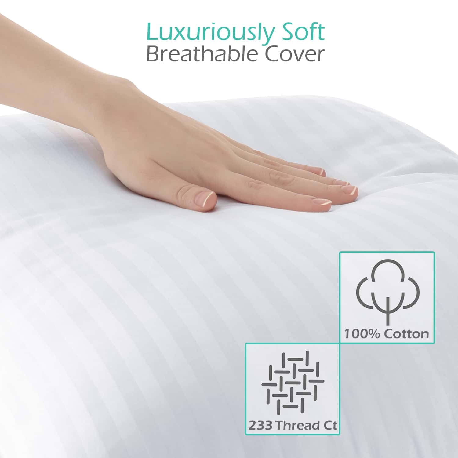 Orthopedic Support Down Alternative Pillow, Stanard/Queen Pillows for Bed, Soft Supportive Hotel Quality Pillows - Orthopedic Shredded Foam Bed Pillow Set Detail