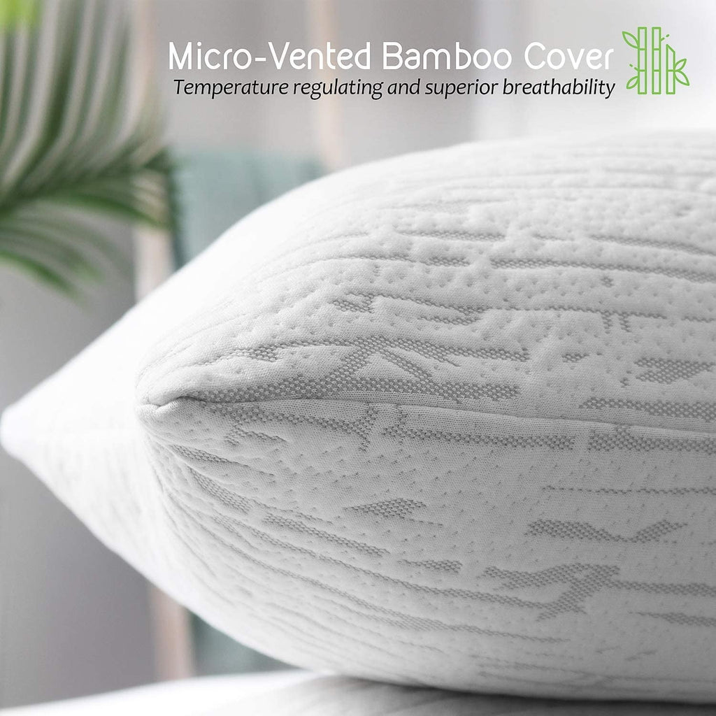 Ergonomic Memory Foam Bed Pillow, Bamboo Pillows for Bed, Queen Size Pillows - Ergonomic Memory Foam Pillow for Neck Pain Support Detail