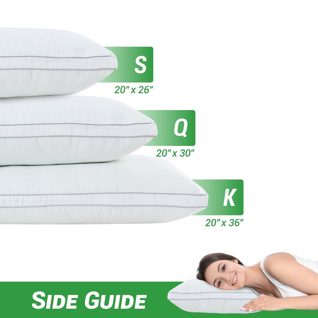 Ergonomic Memory Foam 2 Pack Pillows for Bed, Standard Size Pillows Insert for Side and Back Sleepers, Soft Down Alternative Microfiber Fil... - Hotel Quality Plush Sleeping Pillows Detail