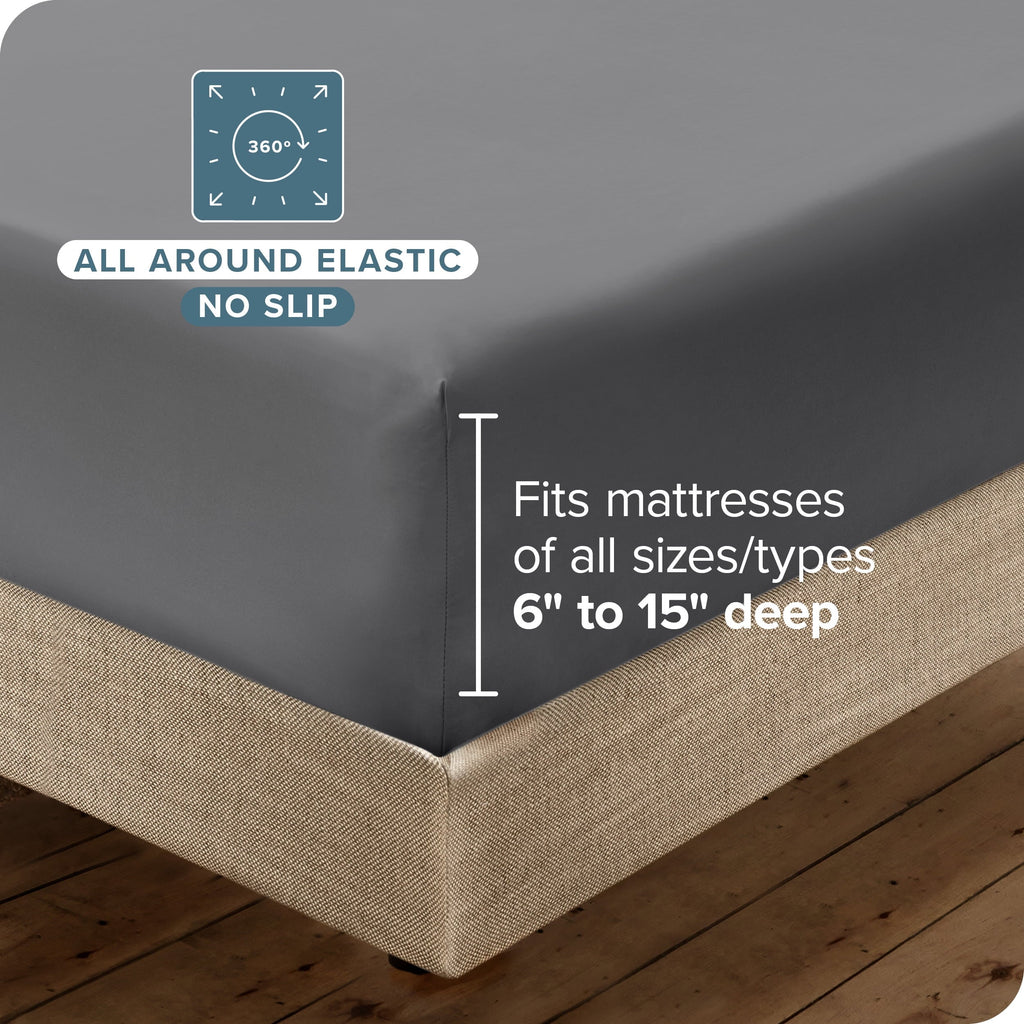 Ultra-Soft Luxury Bed Sheet Set- 6 Piece - Queen, Gray - Luxury Bed Sheet Set with Deep Pockets Detail