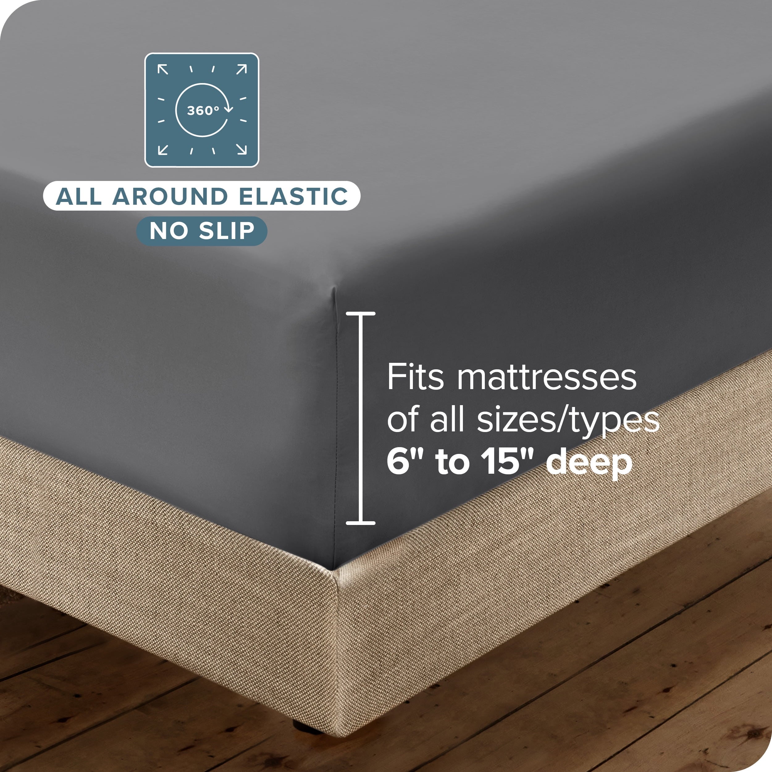 Ultra-Soft Luxury Bed Sheet Set- 6 Piece - Queen, Gray - Luxury Bed Sheet Set with Deep Pockets Detail