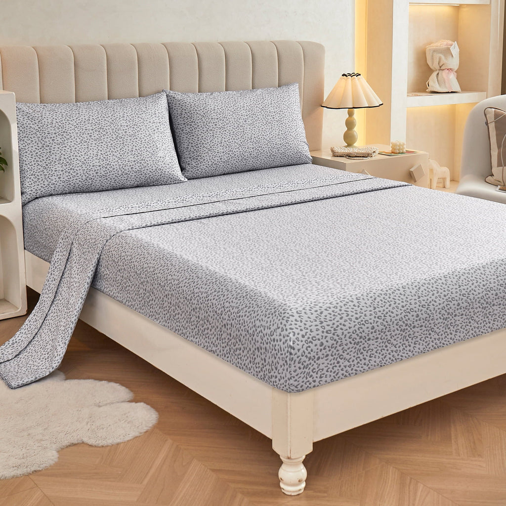 Cooling Sateen Floral King Sheets, Soft Breathable Microfiber Printed Bed Sheet Set, Deep Pocket Non-Slip Fitted Sheet Included - Cooling Hotel Quality Bedding Sheets and Pillowcases Detail