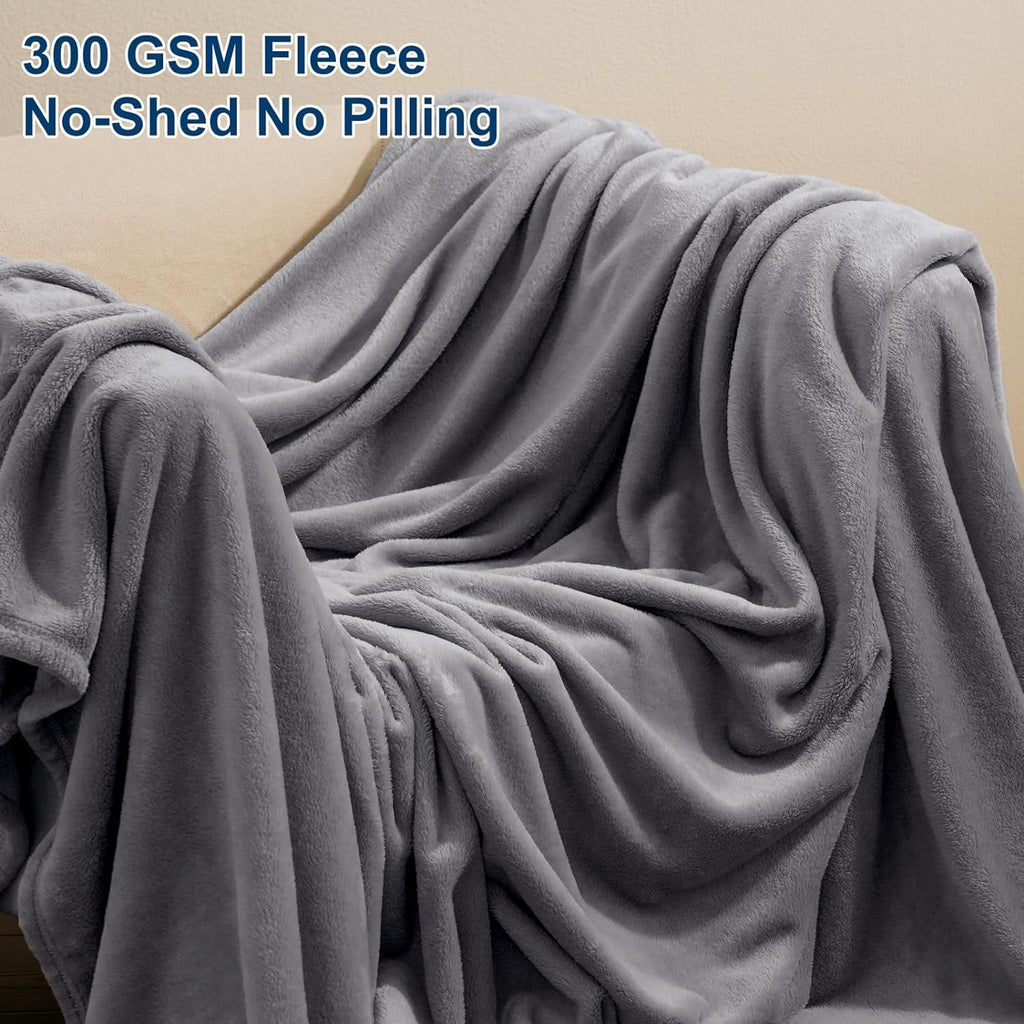Super Soft Flannel Fleece Throw Blanket, Fuzzy Soft Lightweight Blankets for Bed, Sofa, Suitable for All Season, Grey, 50x60 inches - Super Soft Reversible Sherpa Flannel Blanket Detail