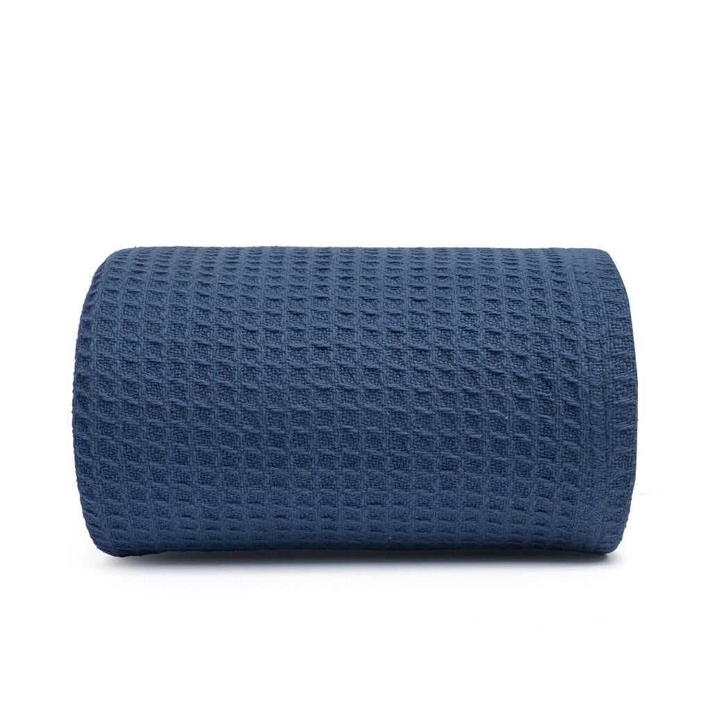 Cozy Fleece Twin Waffle Throw Blanket for Couch (68" x 92"), 100% Cotton Throw Blankets for Bed, Waffle Blanket for Bed (Navy) - Cozy Fleece Throw Blanket for Couch & Bed - Default Title