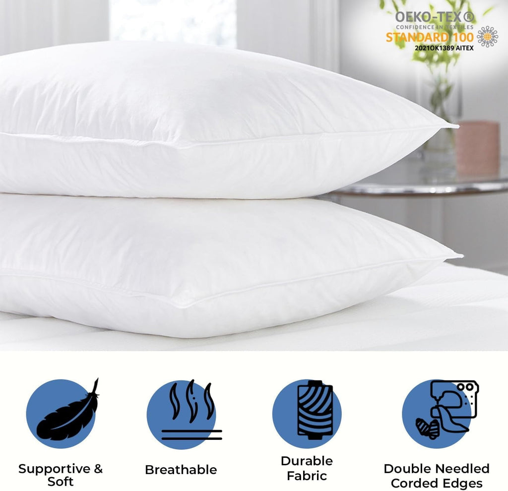 Decorative Plump Ryotei Economy Bulk Hotel Pillows 20"x26" Standard (Pack of 12) | Premium Cluster Fiber Fill | Soft Down Alternative ... - Hotel Quality Plush Sleeping Pillows Detail
