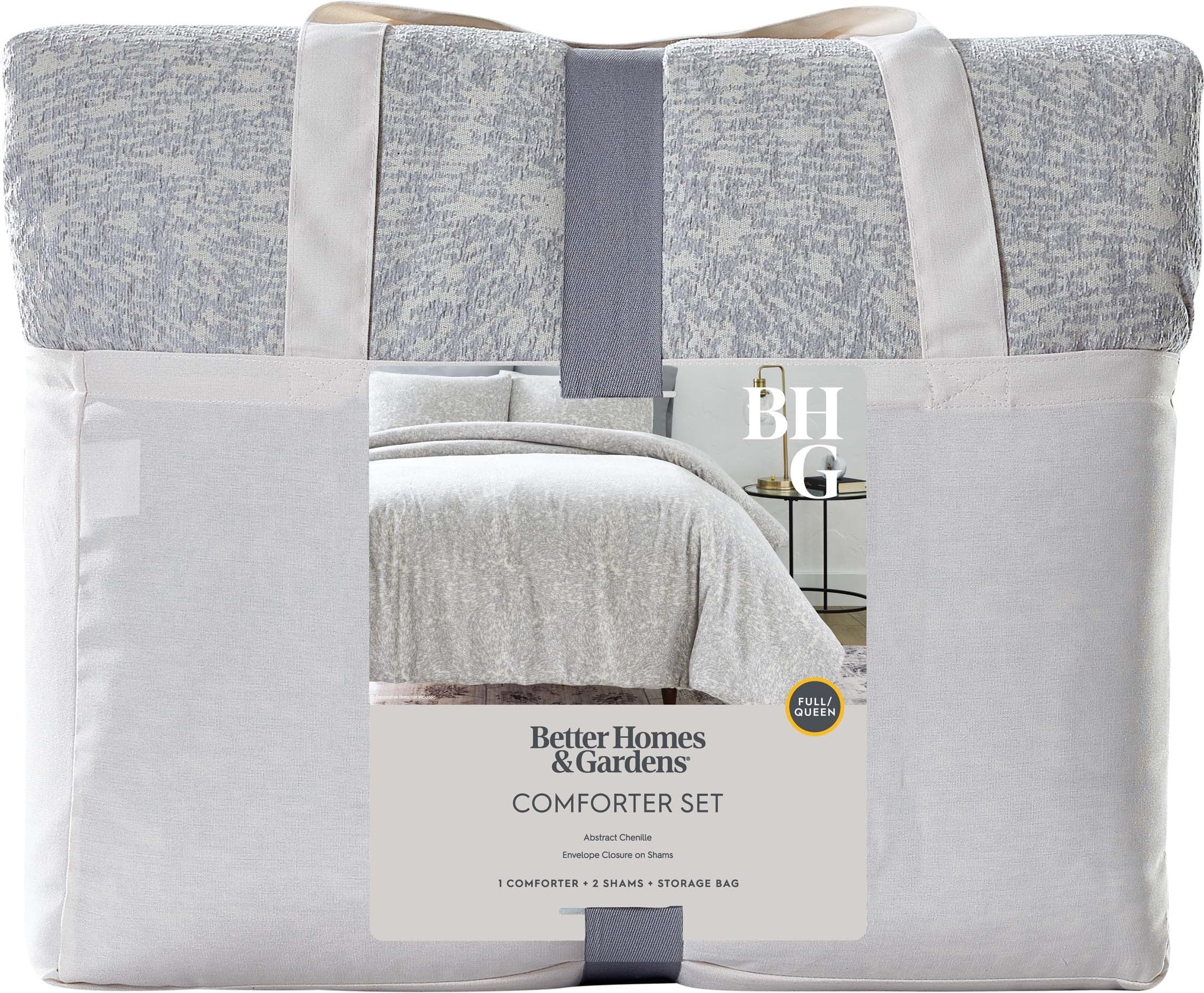 All-Season Better Homes & Garden Grey Chenille 3-Piece Comforter Set, Full/Queen, All Ages - All-Season Down Alternative Comforter Insert Detail