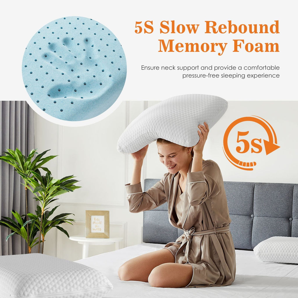 Fluffy Shredded Memory Foam Pillow, Standard Size Pillows for Sleeping, Bed Pillow Soft and Comfortable, 1 Pack - Ergonomic Memory Foam Pillow for Neck Pain Support Detail