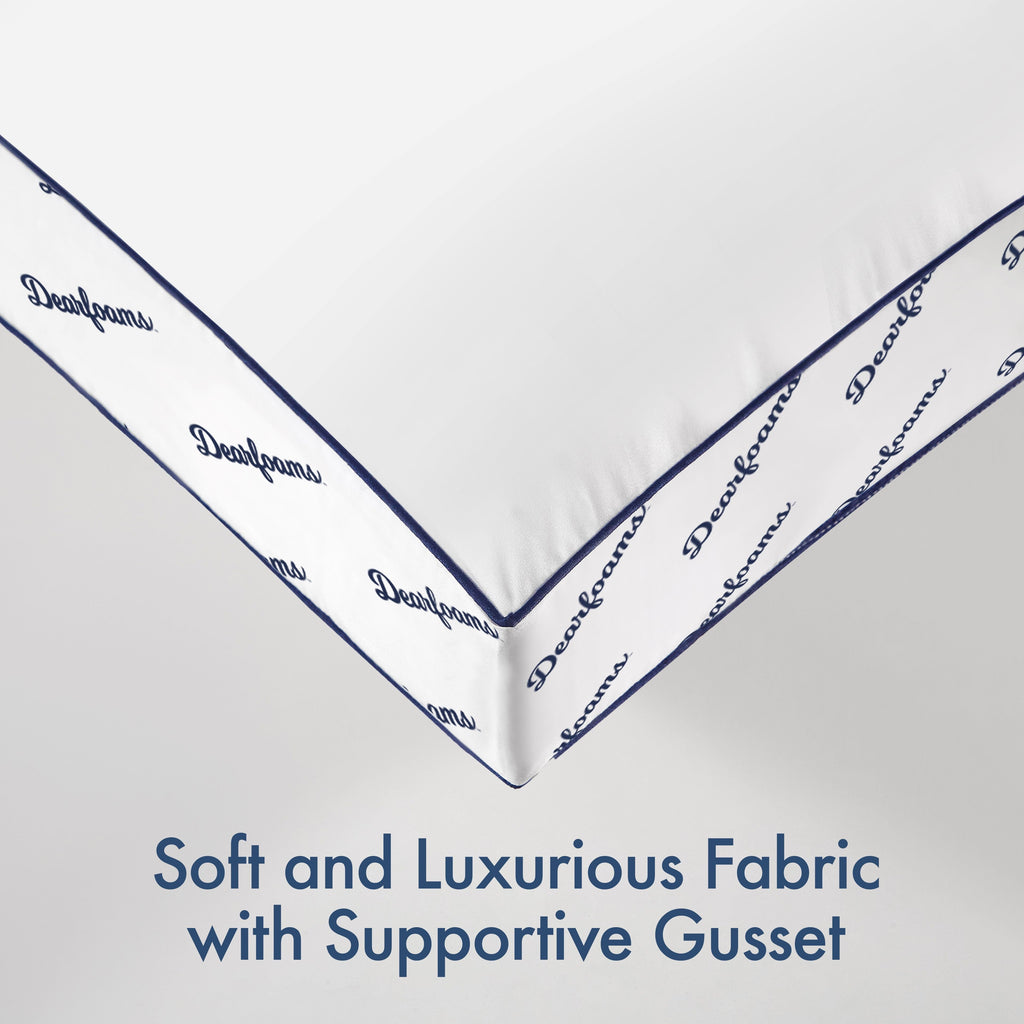 Fluffy Shredded Cozy Gusseted Bed Pillow Standard, White - Hotel Quality Plush Sleeping Pillows Detail