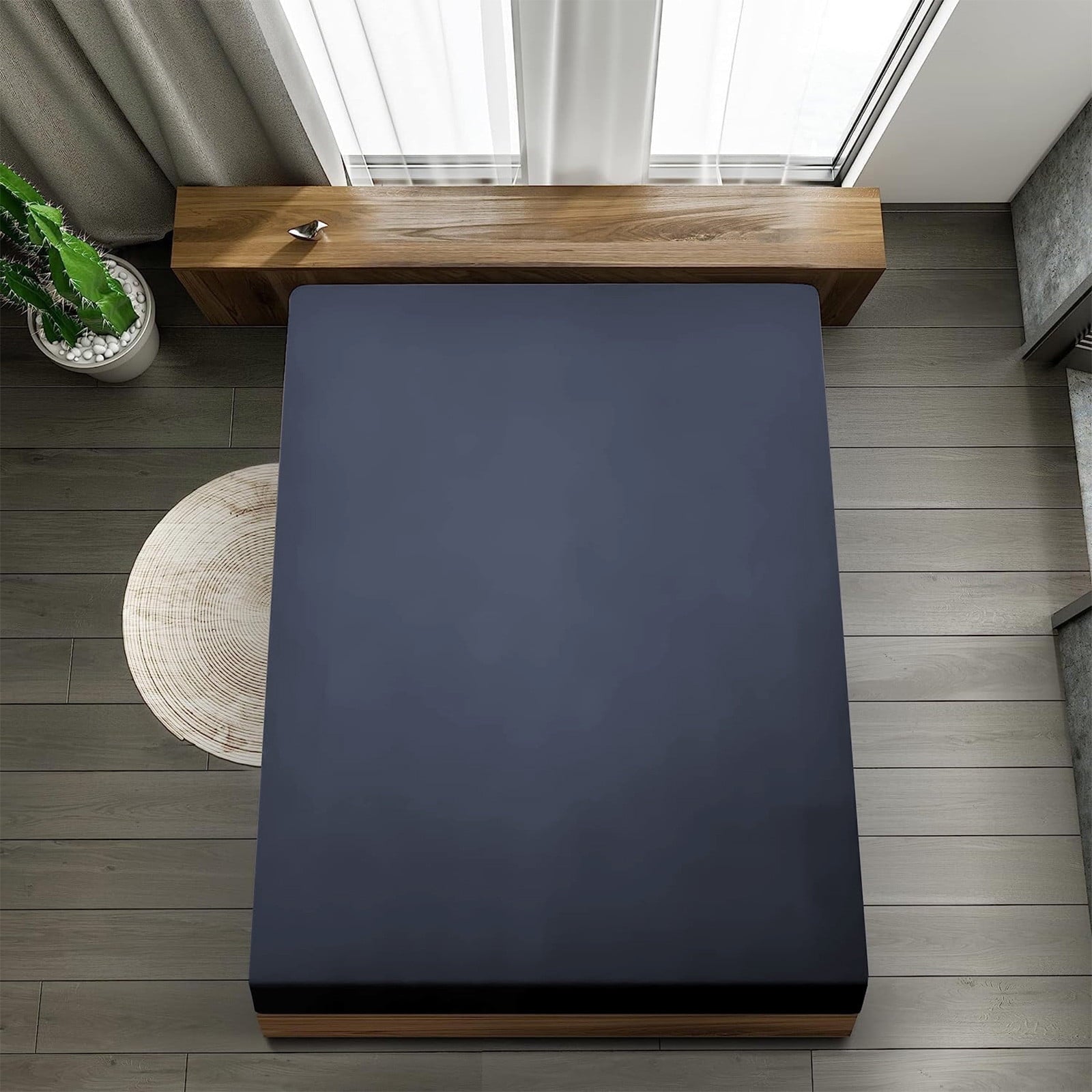 Cooling Sateen Bed Sheet, Queen Size - Deep Pocket Soft Wrinkle and Fade Resistant - Luxury Bed Sheet Set with Deep Pockets Detail