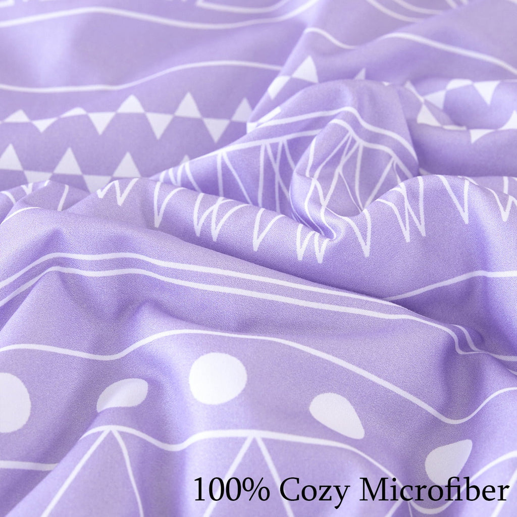All-Season 8-Pieces Boho Bedding Set Full Lavender Striped Bed in a Bag for Girls Women Soft Fluffy Purple Comforter Set with Sh... - Hypoallergenic Ultra-Fluffy Quilt for Winter Detail