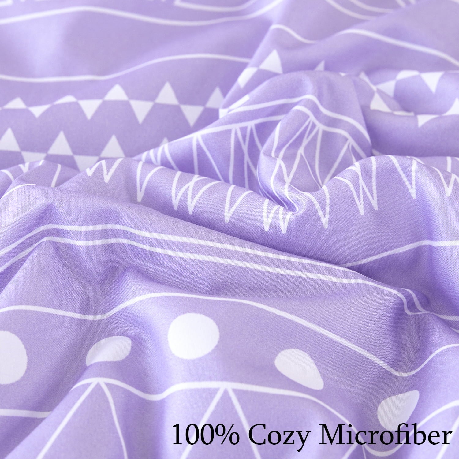 All-Season 8-Pieces Boho Bedding Set Full Lavender Striped Bed in a Bag for Girls Women Soft Fluffy Purple Comforter Set with Sh... - Hypoallergenic Ultra-Fluffy Quilt for Winter Detail