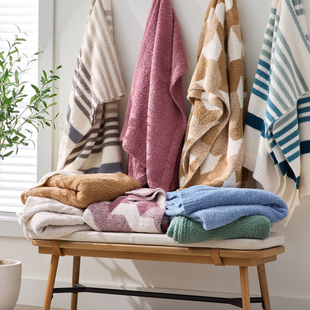 Cozy Fleece Beige Cozy Knit Throw, 50" x 72" - Luxury Knitted Decorative Throw Blanket with Fringes Detail