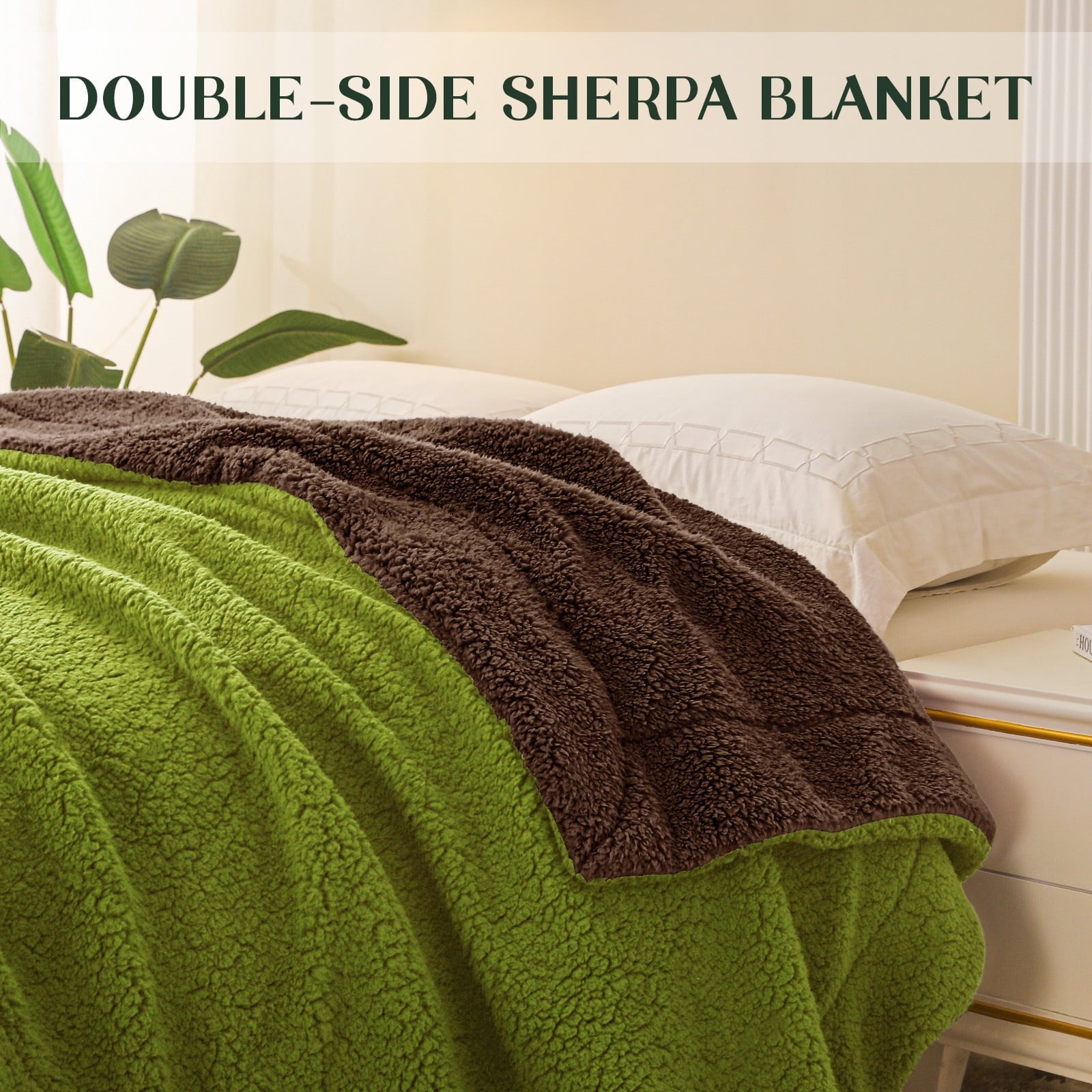Lightweight Warm Reversible Sherpa Fleece Throw Blanket for Couch, Soft Plush Blanket for Bed Sofa, Warm Fluffy Blankets for All Seaso... - Cozy Fleece Throw Blanket for Couch & Bed Detail