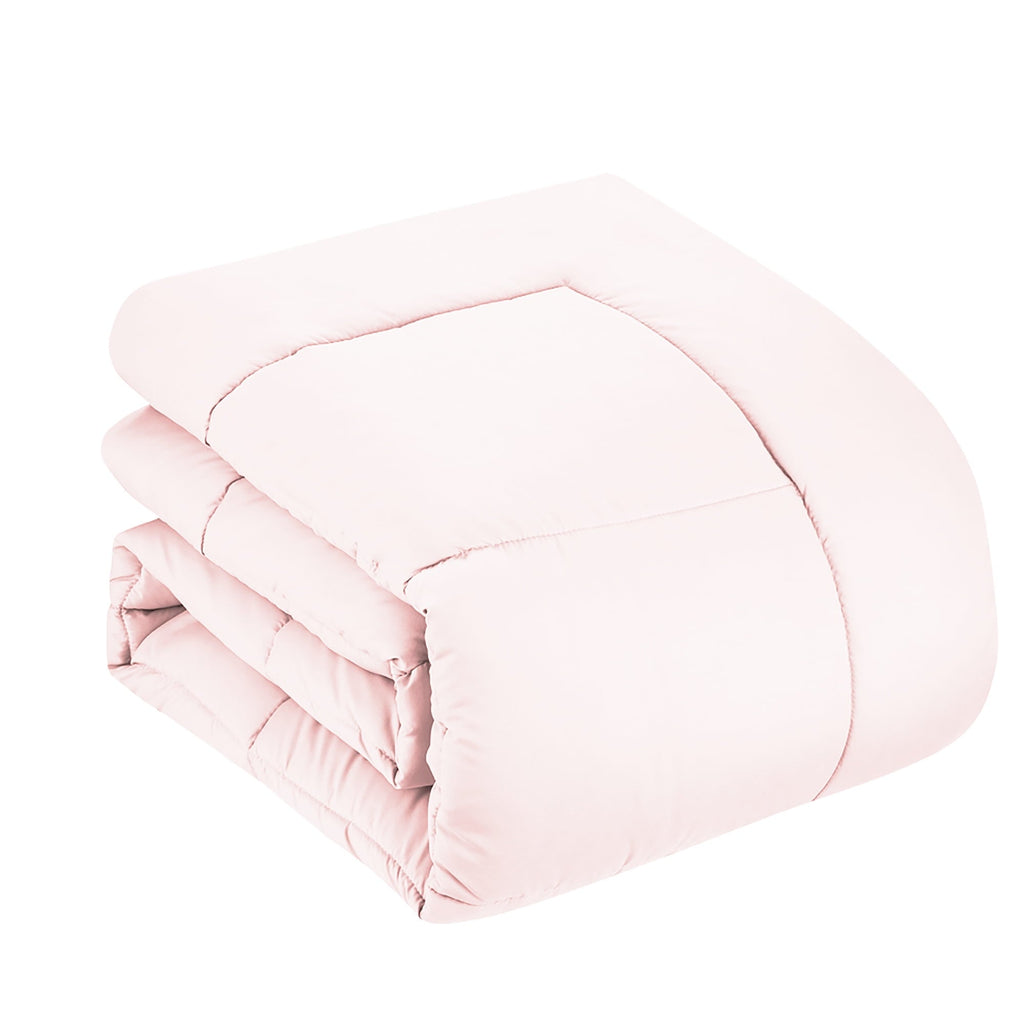 Heavyweight Warmth Supreme 7 Piece Bed-In-A-Bag All Season Solid Comforter & Sheet Set, Full, Pale Pink - Hypoallergenic Ultra-Fluffy Quilt for Winter Detail